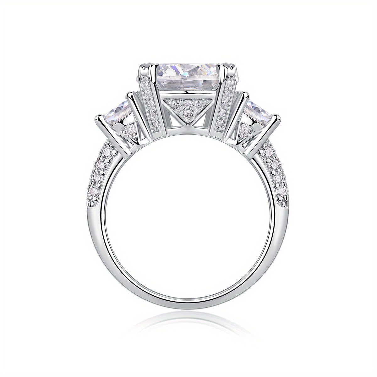 S925 Silver Ring with 5 Ct Moissanite, Cross Border